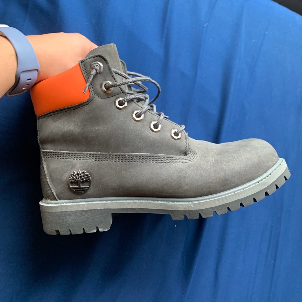 Orange and Grey Timberland boots